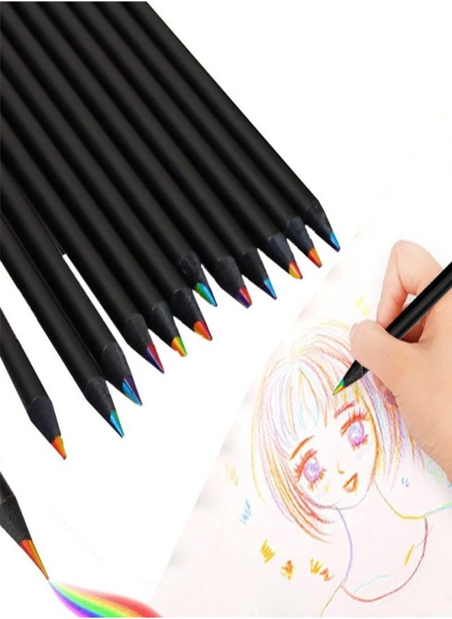 Giorgione 10-Pack Black Wood Rainbow Pencils – 7-Color Rainbow Core, Creative Colored Pencils for Kids, Perfect for Drawing and Art Projects  - Image 3