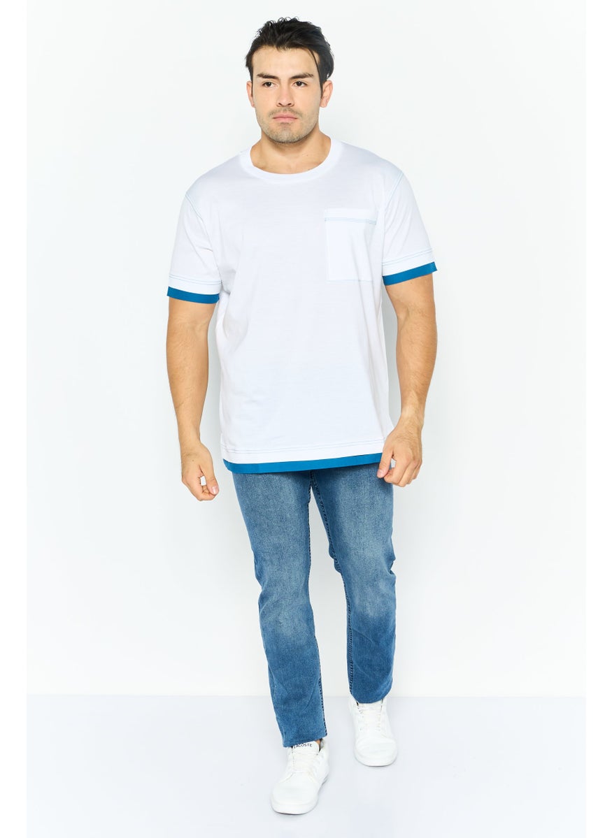 ESPRIT - Men Crew Neck Short Sleeves Plain T-Shirt, White - Image 1