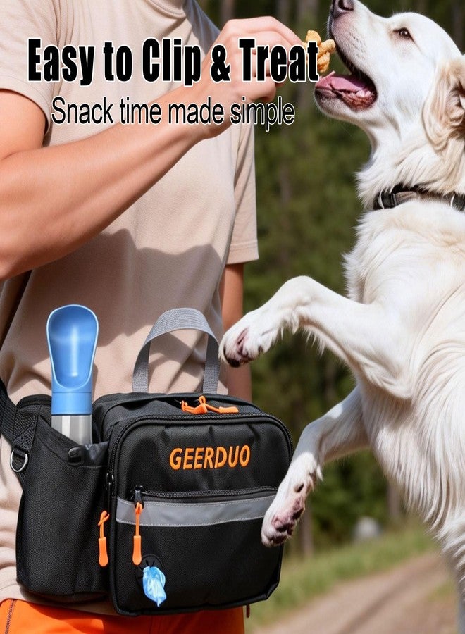 GeerDuo Dog Training Treat Pouch, 2-in-1 Pet Walking Fanny Pack with 3 Carrying Ways, Waterproof Snack Pouch & Poop Bag Dispenser, Reflective Strip Adjustable Waist Strap (28-48") for Hiking Jogging - Image 4