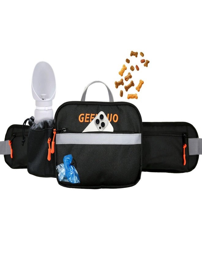 GeerDuo Dog Training Treat Pouch, 2-in-1 Pet Walking Fanny Pack with 3 Carrying Ways, Waterproof Snack Pouch & Poop Bag Dispenser, Reflective Strip Adjustable Waist Strap (28-48") for Hiking Jogging - Image 1