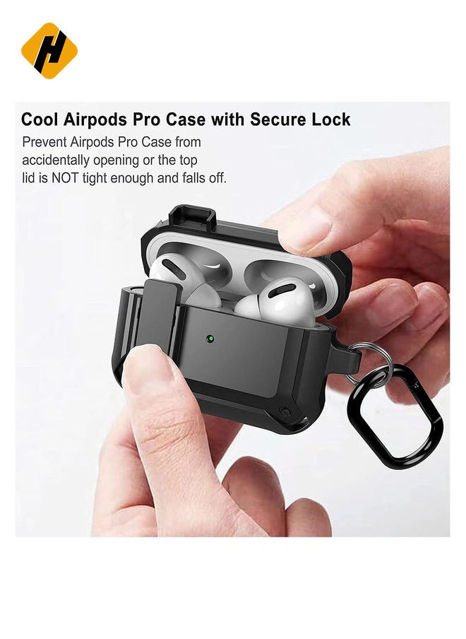 HuHa - Upgraded [Secure Lock] Armor Airpod Pro Case, Fibuntun Shockproof AirPods Pro Cover Cool iPod Pro Case Designed for Apple Air Pod Wireless Pro Cases for Men Women - Image 1