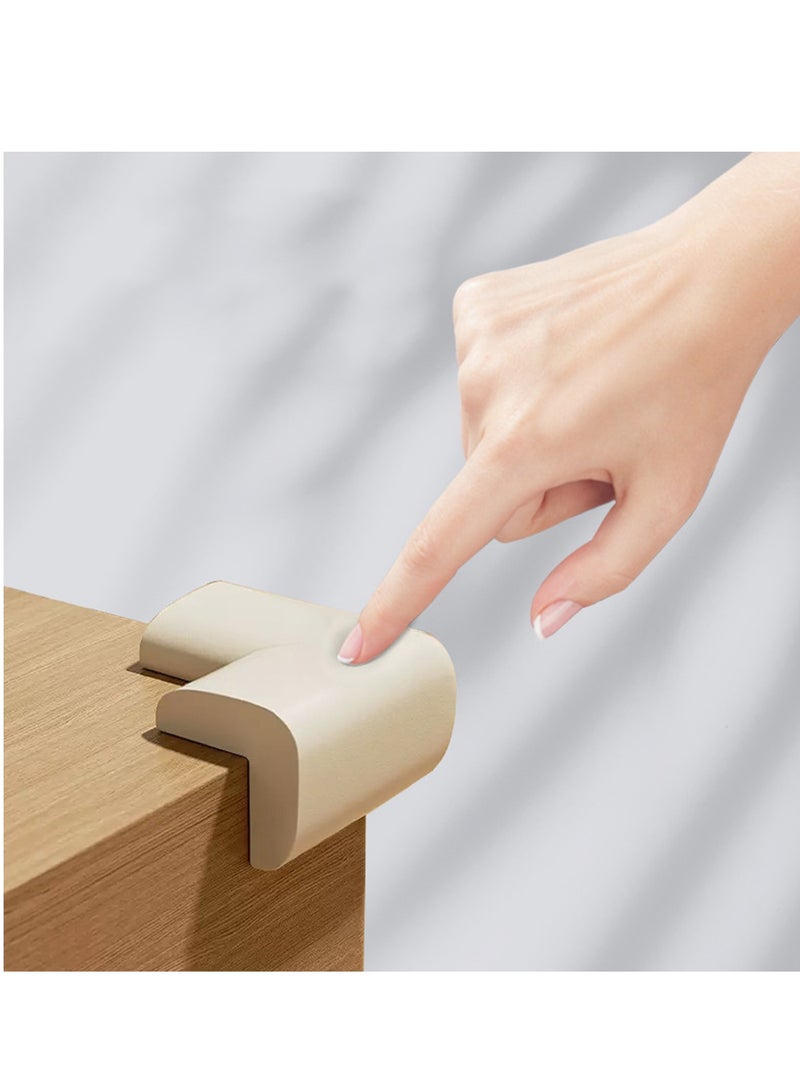 8 Pcs Kids L-Shape Table Corner Protectors Pre-Taped Furniture Corner Guards Rubber Foam Cushion Cover(Beige) - Image 2