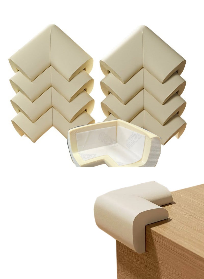 8 Pcs Kids L-Shape Table Corner Protectors Pre-Taped Furniture Corner Guards Rubber Foam Cushion Cover(Beige) - Image 1