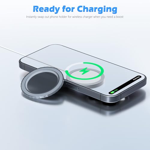 imluckies Magnetic Base Compatible with PopSocket Phone Grips and MagSafe iPhone Series Case, Removable Kindle/Phone Holder Base, Thin & Light Portable Plate, Matte Light-Black - Image 2