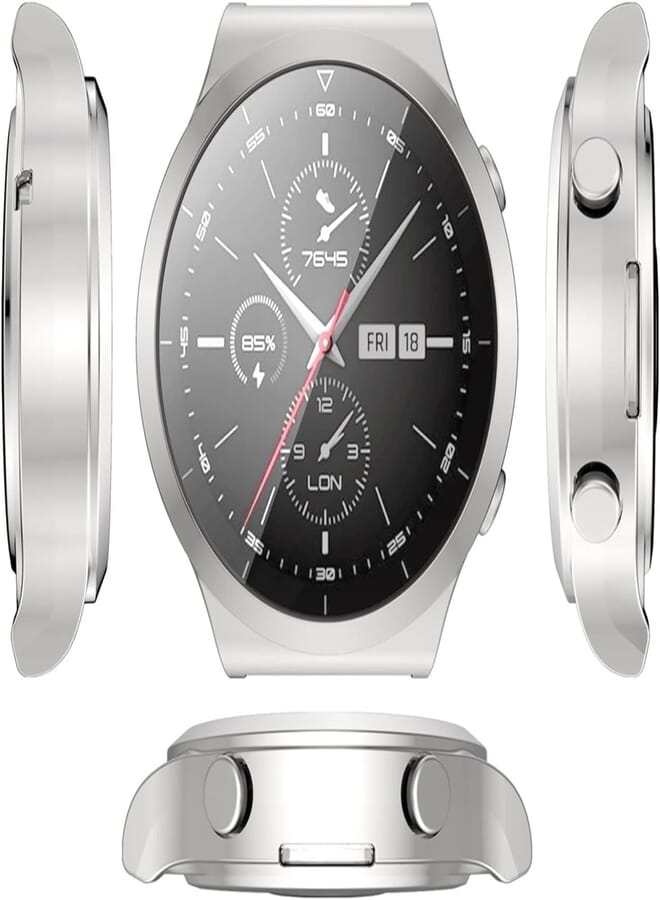 Next Next store Compatible with Huawei Watch GT 2 Pro 46mm Case Cover with Screen Protector, Soft TPU Bumper Frame Protective Cover for Huawei Watch GT 2 Pro 46mm (Silver)