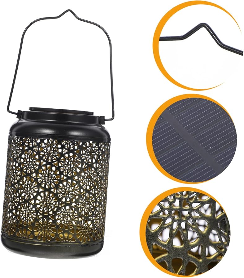 فينتاج شمسي مجوف فانوس خارجي خفيف الوزن زينة حديقة معلقة للجدران الأشجار الخيام - Image 3