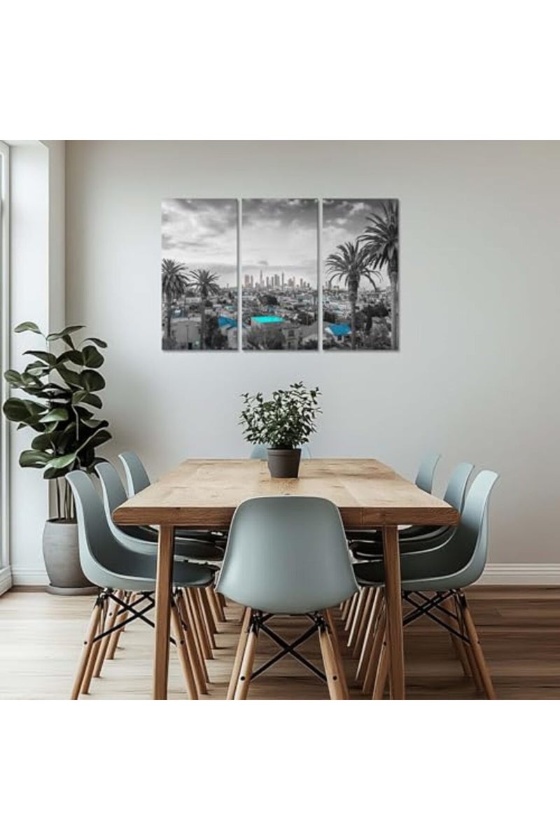 Artbrush Tower Los Angeles Skyline Wall Decor Black and White Cityscape Wall Art Pictures Canvas Print US City Posters Paintings Framed Home Living Room Bedroom Decorations 3 Piece Ready to Hang - Image 2