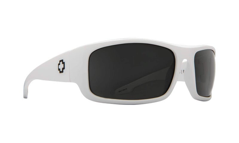 SPY Optic Piper, Rectangular Wrap Sunglasses, Color and Contrast Enhancing Lenses, Matte White - Grey Polarize Lenses - Image 1