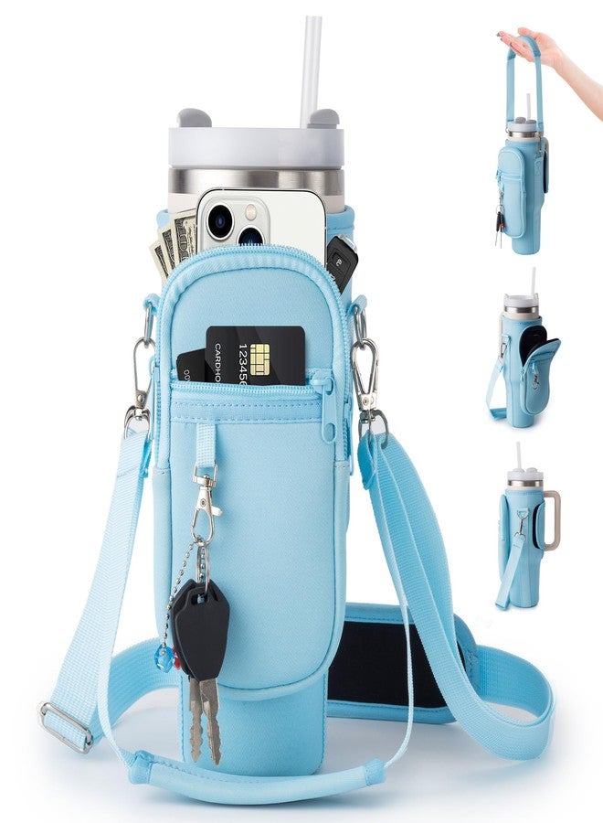 linmaya Water Bottle Carrier Bag for Stanley Cup 40/30oz with Phone Holder Pockets,Neoprene Water Bottle Cross-body Bag with Adjustable Shoulder & Hand Strap Stanley Cup Accessories - Image 1