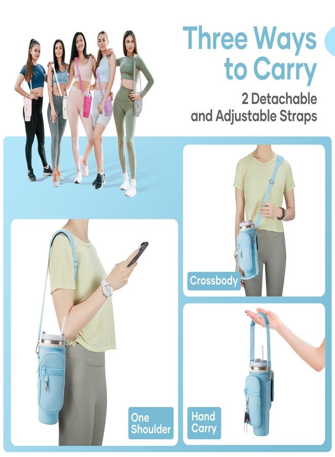 linmaya Water Bottle Carrier Bag for Stanley Cup 40/30oz with Phone Holder Pockets,Neoprene Water Bottle Cross-body Bag with Adjustable Shoulder & Hand Strap Stanley Cup Accessories - Image 2