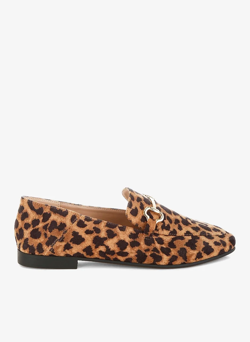 London Rag Women's Horsebit Embellished Flat Loafers in Leopard