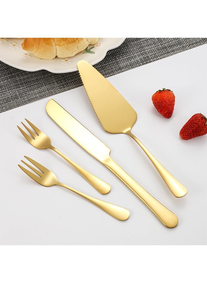 عربست مجموعة تقديم الكيك، طقم سكين ومقدمة كيك الزفاف مع شوكة، أدوات تقطيع الكيك، قاطعة كيك من الفولاذ المقاوم للصدأ، سكين كيك مسنن، أداة تقديم حلويات احترافية للكيك، فطيرة الجبن، البيتزا - Image 1