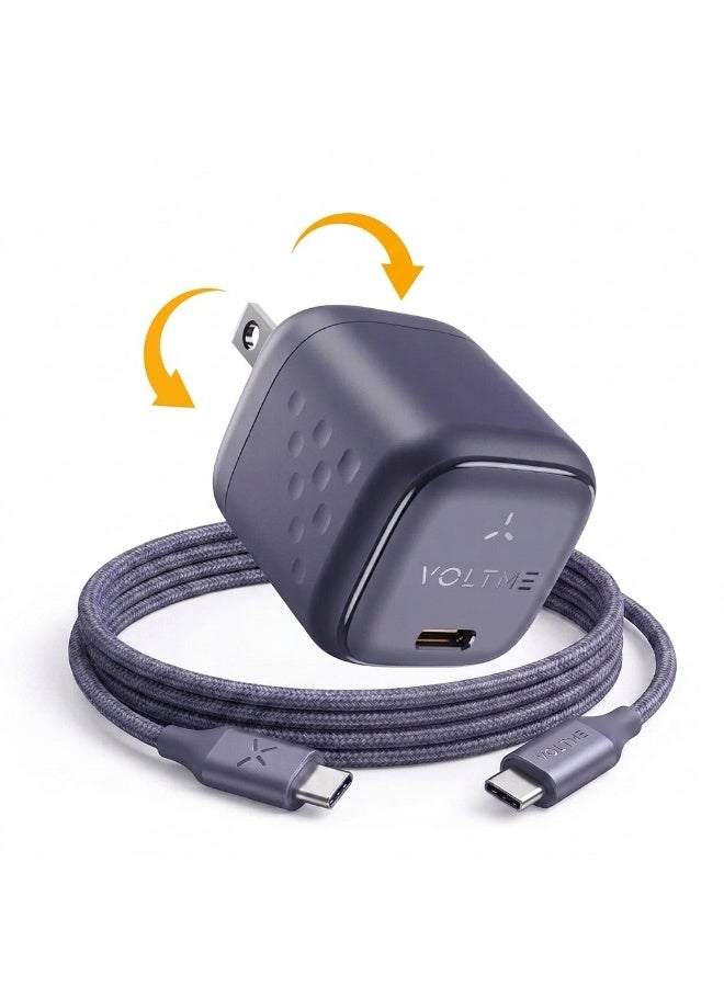 فولتمي شاحن جداري VOLTME Revo 30 Mini2 بقوة 30 واط بتقنية GaN، مزود بمنفذ USB-C، يدعم الشحن السريع PD 3.0 وPPS، شاحن صغير الحجم لأجهزة iPhone وSamsung Galaxy وiPad وMacBook Air والأجهزة المزودة بمنفذ USB-C. يتضمن كابل من النوع C. - Image 1
