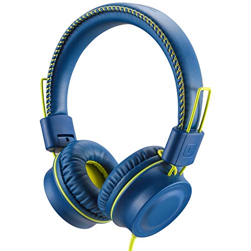 POWMEE M2 Kids Headphones Wired Headphone for Kids,Foldable Adjustable Stereo Tangle-Free,3.5MM Jack Wire Cord On-Ear Headphone for Children/Teens/Girls/School/Kindle/Airplane/Plane/ (Blue) - Image 5