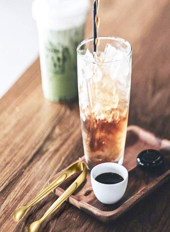 توجس عبوة من 10 قطع من ملاقط الثلج الصغيرة، ملاقط السكر، ملاقط تقديم المقبلات الصغيرة المصنوعة من الفولاذ المقاوم للصدأ للحفلات والقهوة والشاي والنبيذ والمطبخ (ذهبي) - Image 3