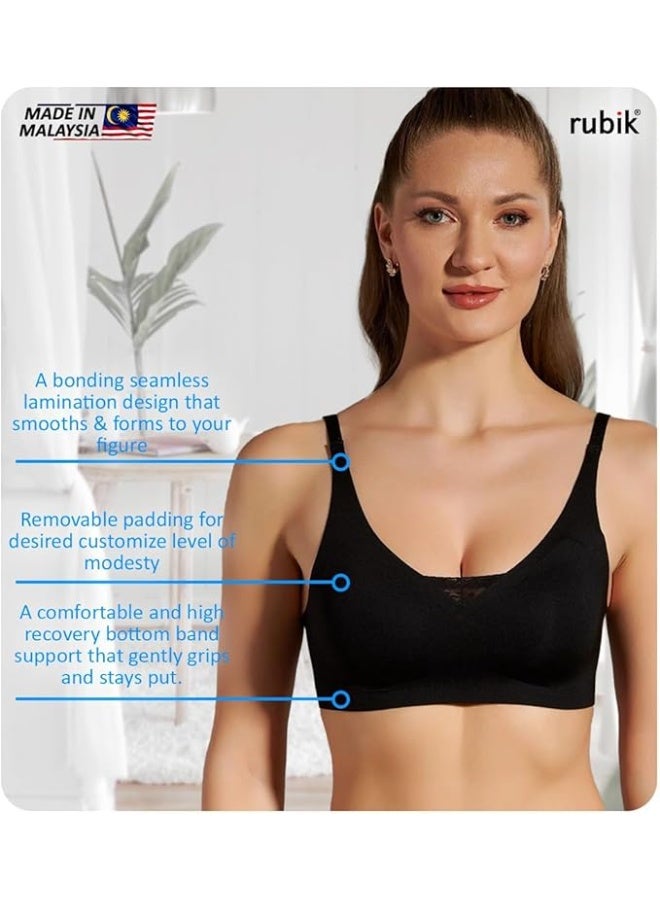 Rubik Seamless Paded Sports Bra Non Wired, Extreemly Comfortable For Yoga Gym Training Running Workout Fitness (Small, Black) - Image 5