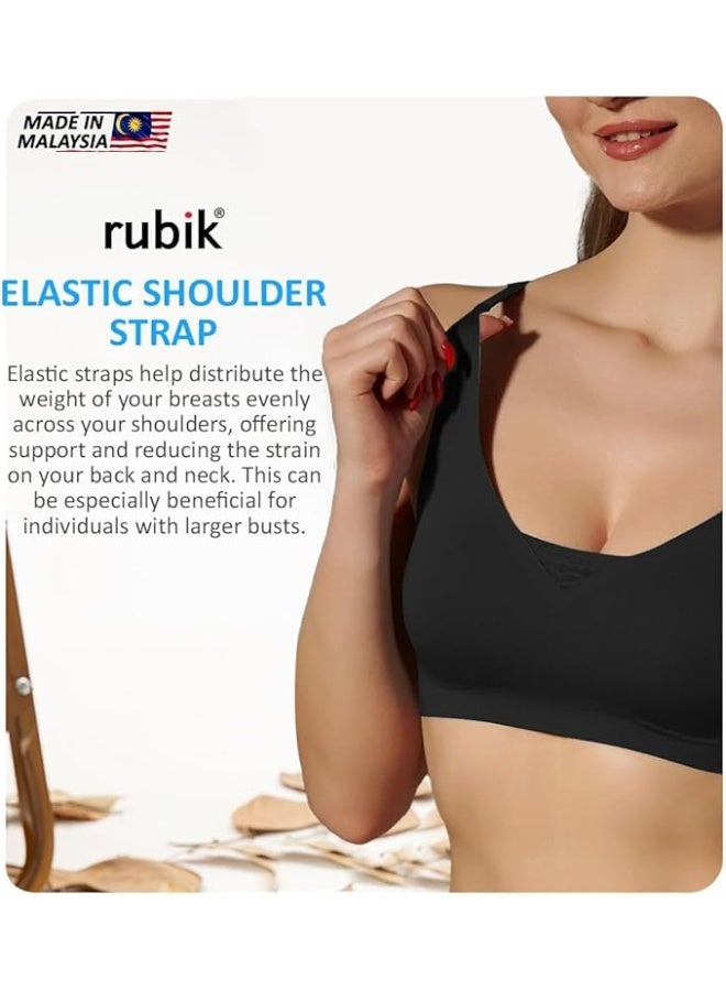 Rubik Seamless Paded Sports Bra Non Wired, Extreemly Comfortable For Yoga Gym Training Running Workout Fitness (Small, Black) - Image 4