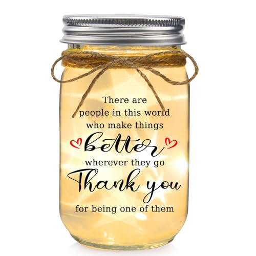 COZITED Thank You Gifts for Women Mason Jar Night Light - Inspirational Birthday Gifts for Women Coworkers Boss Teacher Retirement Christmas Gift -There are People ... who Make Things Better - Image 1