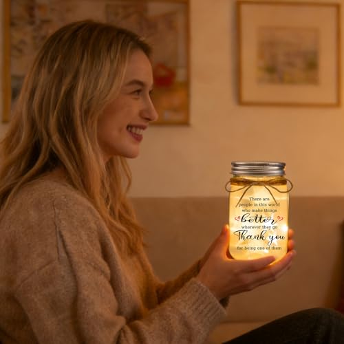 COZITED Thank You Gifts for Women Mason Jar Night Light - Inspirational Birthday Gifts for Women Coworkers Boss Teacher Retirement Christmas Gift -There are People ... who Make Things Better - Image 3