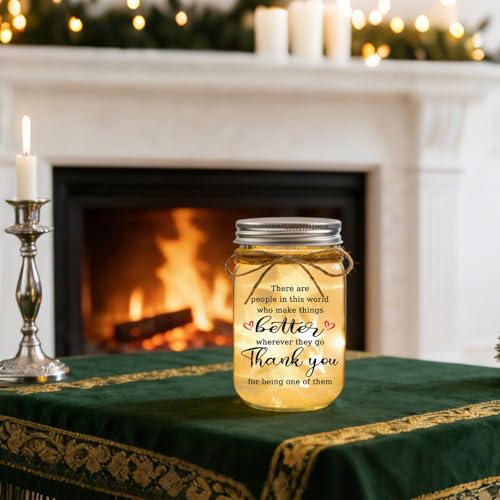 COZITED Thank You Gifts for Women Mason Jar Night Light - Inspirational Birthday Gifts for Women Coworkers Boss Teacher Retirement Christmas Gift -There are People ... who Make Things Better - Image 5