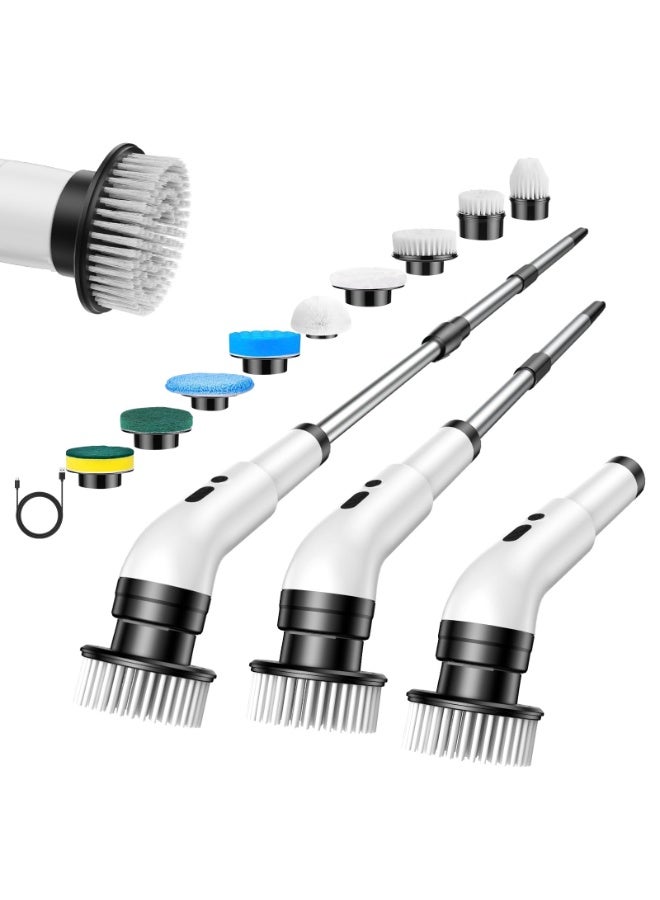 VINNYSEN Electric Spin Scrubber with Handle 450RPM Cordless Bathroom Shower Scrubber Cleaning Brush for Home with 9 Replaceable Heads 3 Speeds for Baseboard Cleaner Tool 90Mins Work Time  4 Adjustable Size - Image 1
