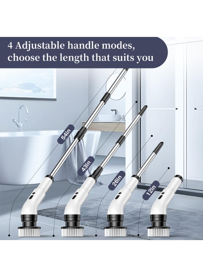 VINNYSEN Electric Spin Scrubber with Handle 450RPM Cordless Bathroom Shower Scrubber Cleaning Brush for Home with 9 Replaceable Heads 3 Speeds for Baseboard Cleaner Tool 90Mins Work Time  4 Adjustable Size - Image 3