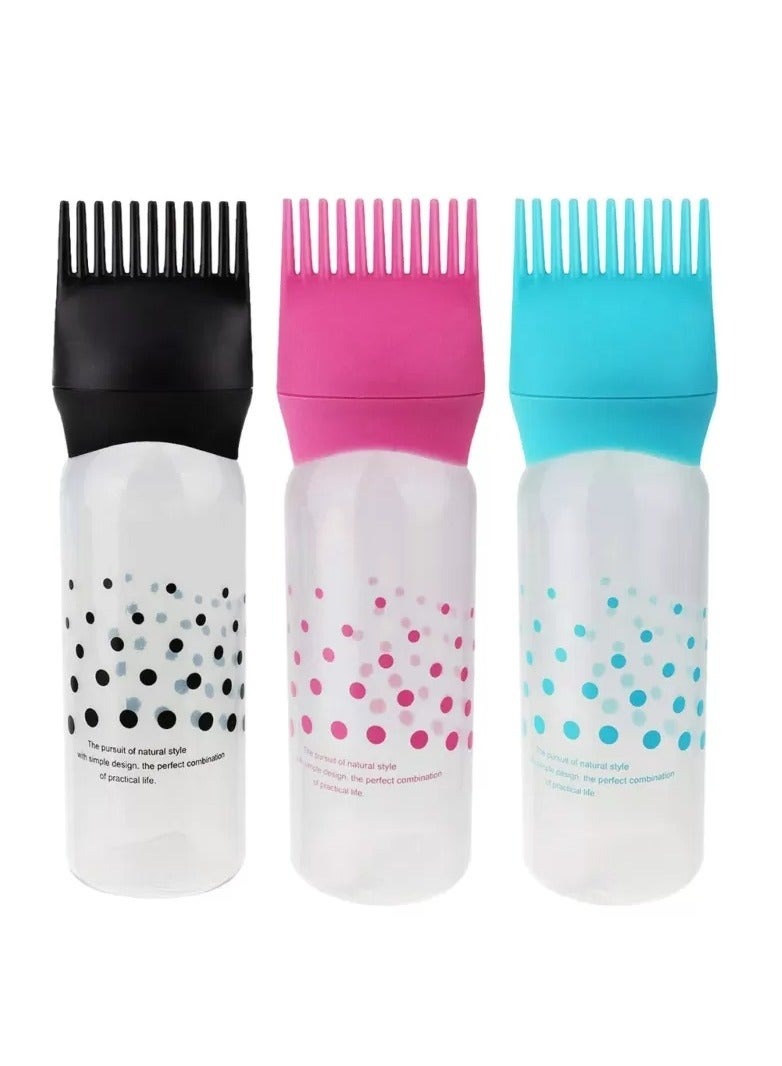 Generic 3pcs Root Comb Applicator Bottle Colorful Plastics Hair Dyeing Bottles Hairdressing Dry Cleaning bottlefor Home Salon  - Image 1