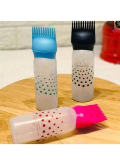 Generic 3 قطع من زجاجات مشط الجذور البلاستيكية الملونة لصبغ الشعر وزجاجة التنظيف الجاف لصالونات التجميل المنزلية  - Image 3