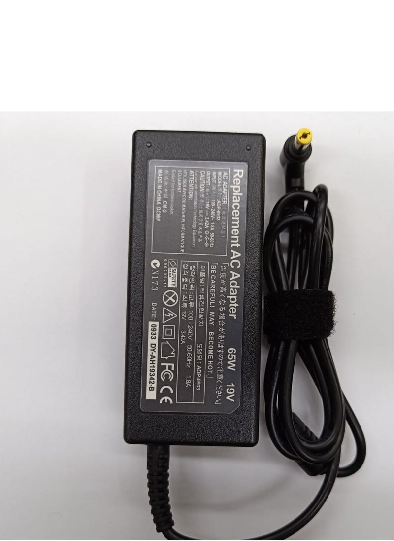 CS 65W Acer Laptop Charger Compatible With Acer Aspire, Power Supply 19V 3.42A For Acer Es1-511 E1 E3 E3-111 E5 And More, Yellow Connecter Tips 5.5X1.7Mm  - Image 1