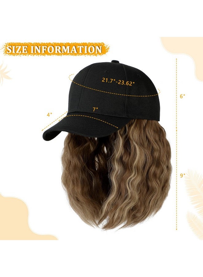 لانسيجرين قبعة بيسبول مع وصلات شعر، قبعة شعر مستعار قابلة للتعديل، قبعة مجعدة مرفقة، 14 قطعة شعر صناعية للنساء، مزيج بني فاتح أشقر رمادي - Image 3