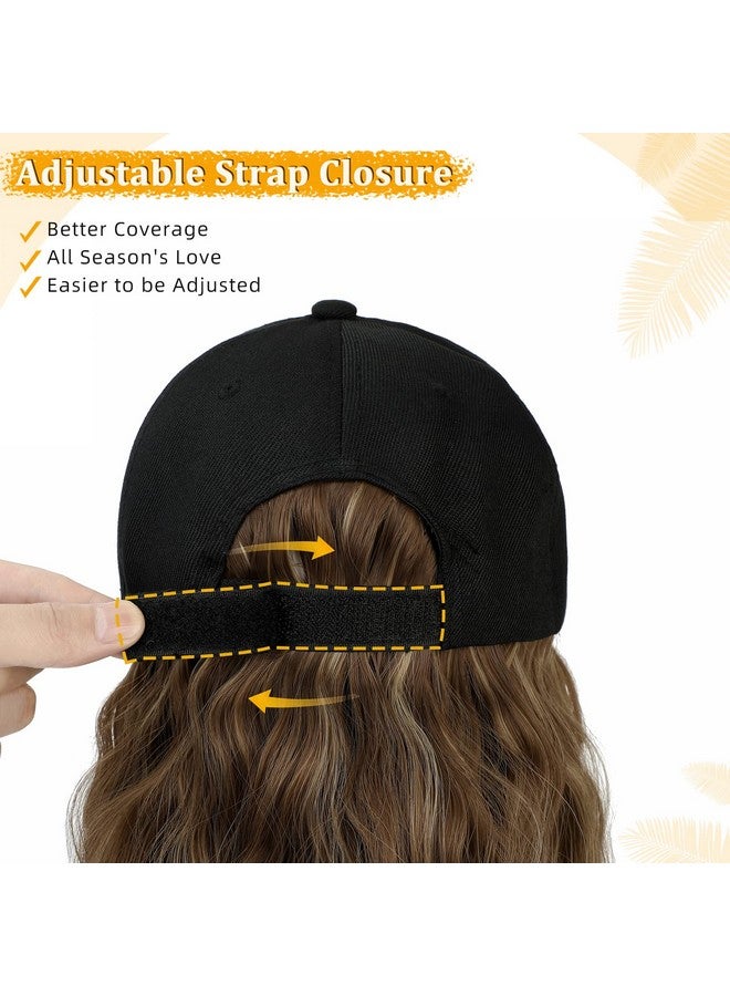 لانسيجرين قبعة بيسبول مع وصلات شعر، قبعة شعر مستعار قابلة للتعديل، قبعة مجعدة مرفقة، 14 قطعة شعر صناعية للنساء، مزيج بني فاتح أشقر رمادي - Image 4