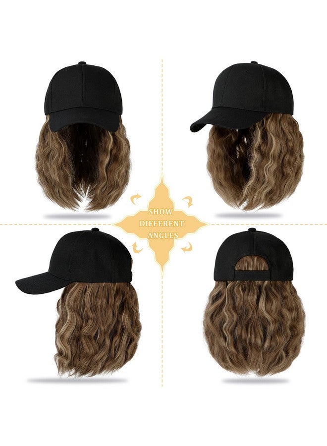لانسيجرين قبعة بيسبول مع وصلات شعر، قبعة شعر مستعار قابلة للتعديل، قبعة مجعدة مرفقة، 14 قطعة شعر صناعية للنساء، مزيج بني فاتح أشقر رمادي - Image 2
