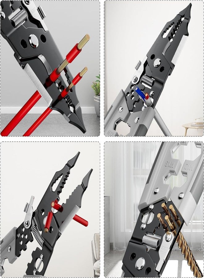 Adrohai Wire Stripper and Cutter Wire Stripper Cutter Universal Multi-Used Wire Stripper Wire Pulling Plier for Cutting Wire Wire Crimping Tool Stainless Cable Puller Plier Looping Splitting Stripping - Image 4