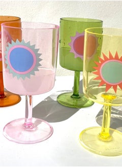 SUNNY LIFE Set of 4 Poolside Plastic Wine Glass Rio Sun Multicolour | Reusable  - Image 5