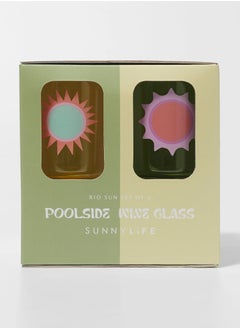 SUNNY LIFE Set of 4 Poolside Plastic Wine Glass Rio Sun Multicolour | Reusable  - Image 2