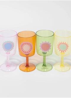 SUNNY LIFE Set of 4 Poolside Plastic Wine Glass Rio Sun Multicolour | Reusable  - Image 4
