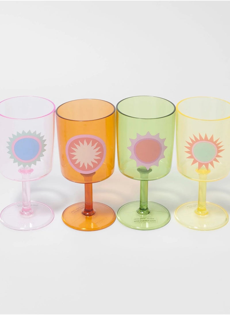 SUNNY LIFE Set of 4 Poolside Plastic Wine Glass Rio Sun Multicolour | Reusable  - Image 4
