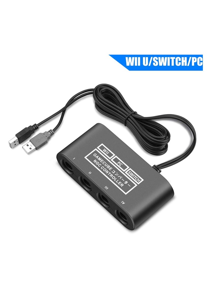 محول جيم كيوب لجهاز نينتندو سويتش، محول وحدة تحكم جيم كيوب وWII U والكمبيوتر الشخصي، محول وحدة تحكم سوبر سماش بروس جيم كيوب. يدعم ميزات التربو والاهتزاز مع كابل بطول 180 سم - Image 2