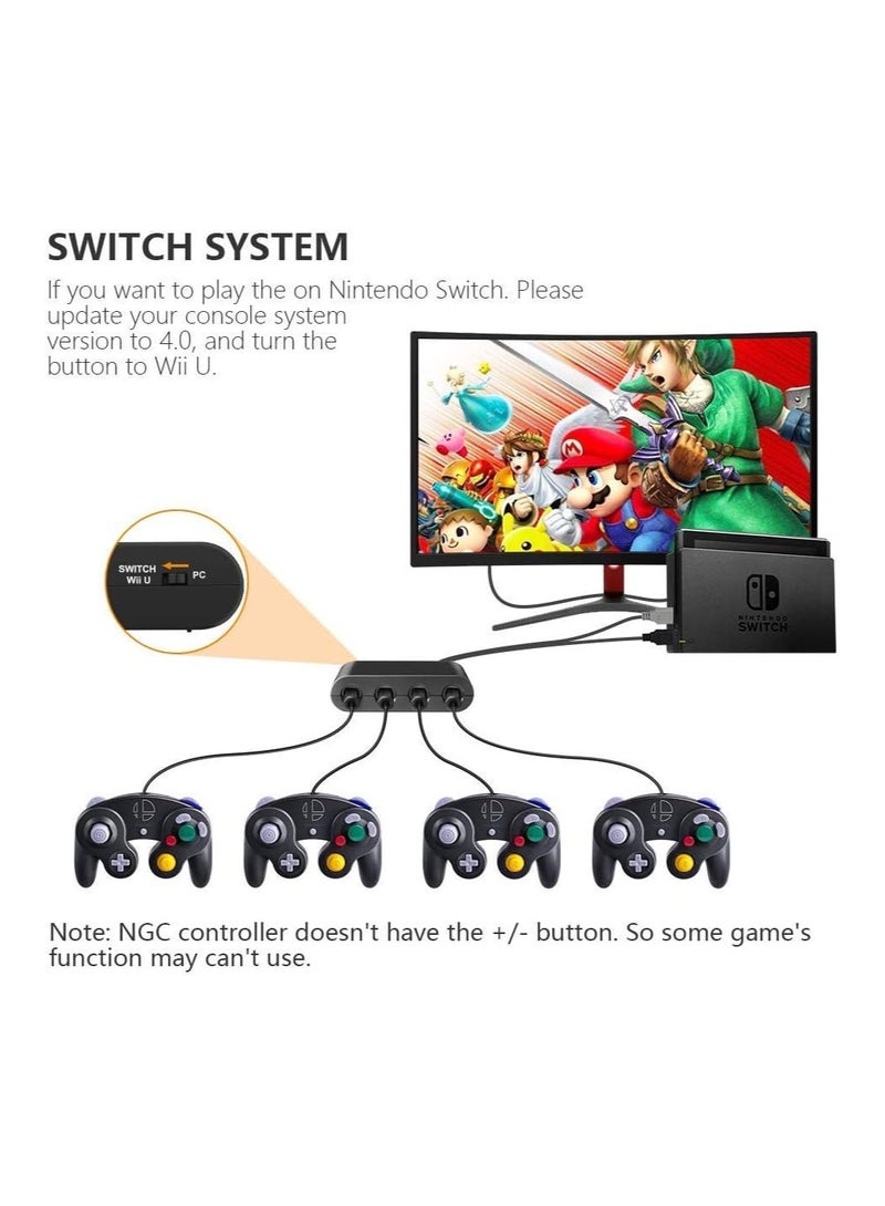 محول جيم كيوب لجهاز نينتندو سويتش، محول وحدة تحكم جيم كيوب وWII U والكمبيوتر الشخصي، محول وحدة تحكم سوبر سماش بروس جيم كيوب. يدعم ميزات التربو والاهتزاز مع كابل بطول 180 سم - Image 5