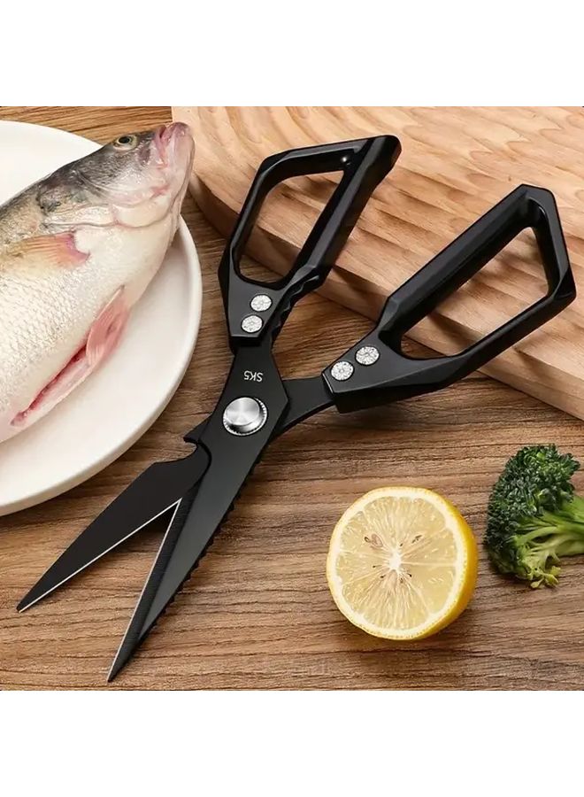 Heavy Duty Stainless Steel Kitchen Scissors Black Sharp Blades Ergonomic Handle Ambidextrous Rust Resistant Professional Chef Home Cook - Image 2