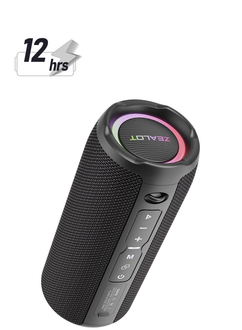 زيلوت سماعة بلوتوث ZEALOT S49 Pro بقوة 20 وات، محمولة للاستخدام الخارجي، سوب ووفر مزدوج الاقتران، لاسلكي/ USB/ بطاقة TF/ مدخل AUX 3.5 مم، صوت ستيريو عالٍ، قاعدة قوية، مقاومة للماء IPX5، بطارية 3000 مللي أمبير، زمن تشغيل 12 ساعة. - Image 1