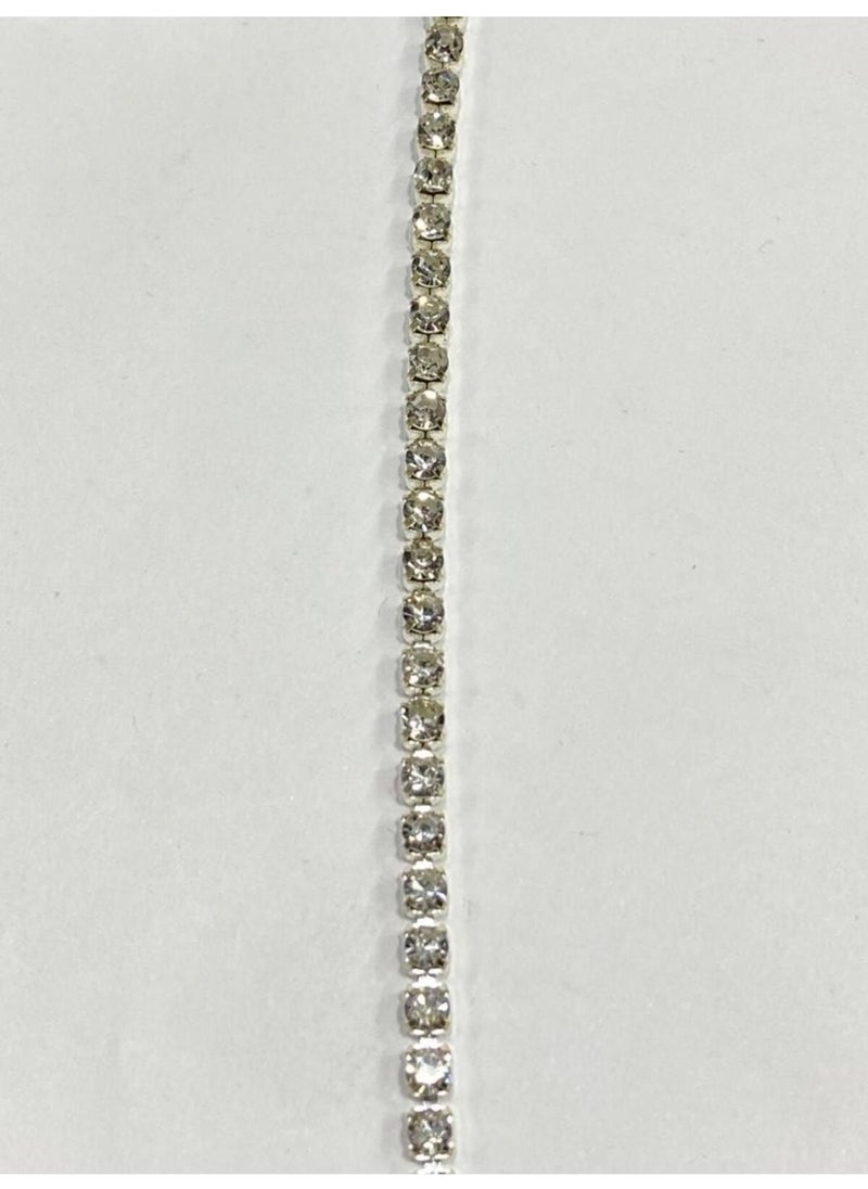 Karan Tuhafiye - Karan Haberdashery Stone Strip / Row Stone / 1 Meter / Silver / 3 Mm - Image 1