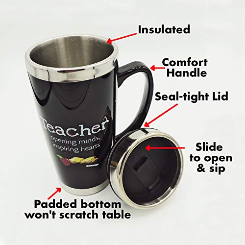 Abbey + CA Gift Abbey Gift Travel Mug - Insulated Coffee Thermos with Lid, Inspirational Teacher Appreciation Gifts, Gift For Professors, Educators, and Teachers Assistants, 7 Inches Tall, 16 Ounces - Image 2