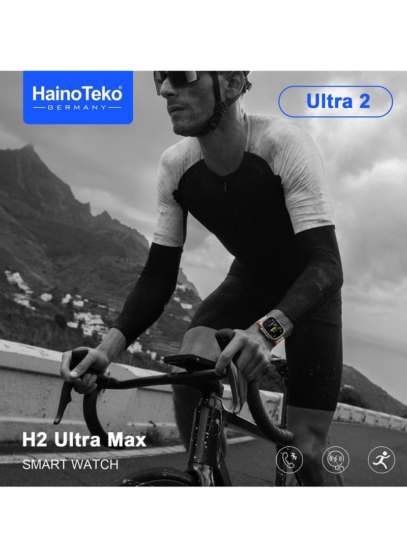 Haino Teko - Haino Teko Germany H2 Ultra Max Smart Watch 49MM Full Screen AMOLED Display With 2 Pair Straps and Wireless Charger for Men's and Boys - Image 1