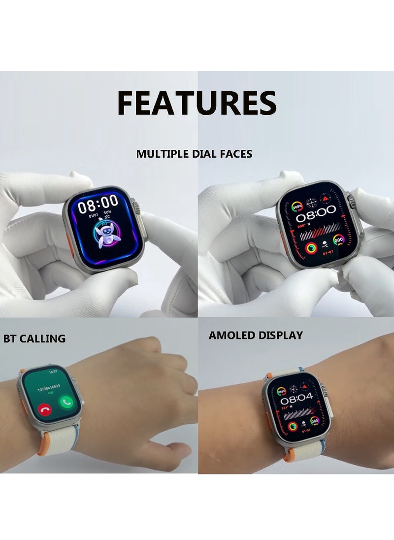 Haino Teko - Haino Teko Germany H2 Ultra Max Smart Watch 49MM Full Screen AMOLED Display With 2 Pair Straps and Wireless Charger for Men's and Boys - Image 1