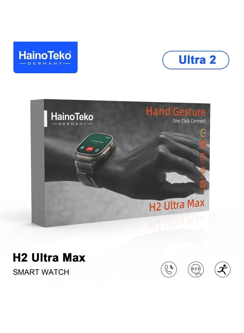 Haino Teko - Haino Teko Germany H2 Ultra Max Smart Watch 49MM Full Screen AMOLED Display With 2 Pair Straps and Wireless Charger for Men's and Boys - Image 1