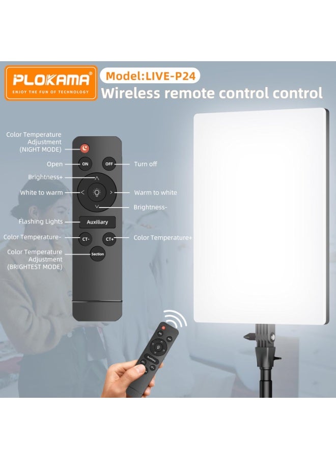 بلوكاما ستاند اضاءة كشاف LED احترافي LIVE-P24 للتصوير وصناعة المحتوى – 900 لمبة LED – إضاءة متعددة (أبيض/دافئ/طبيعي) – سطوع قابل للتعديل 10%-100% – حرارة لون 3200K-6500K – مثالي للبث المباشر والفيديو– تحكم كامل بالسطوع والألوان - Image 4