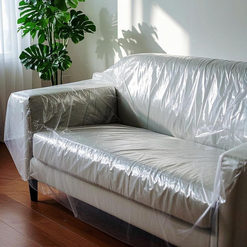 TopSoon Plastic Sofa Cover for Storage or Protection Dust Proof Plastic Couch Cover 134 nches x 46 Inches - Image 3