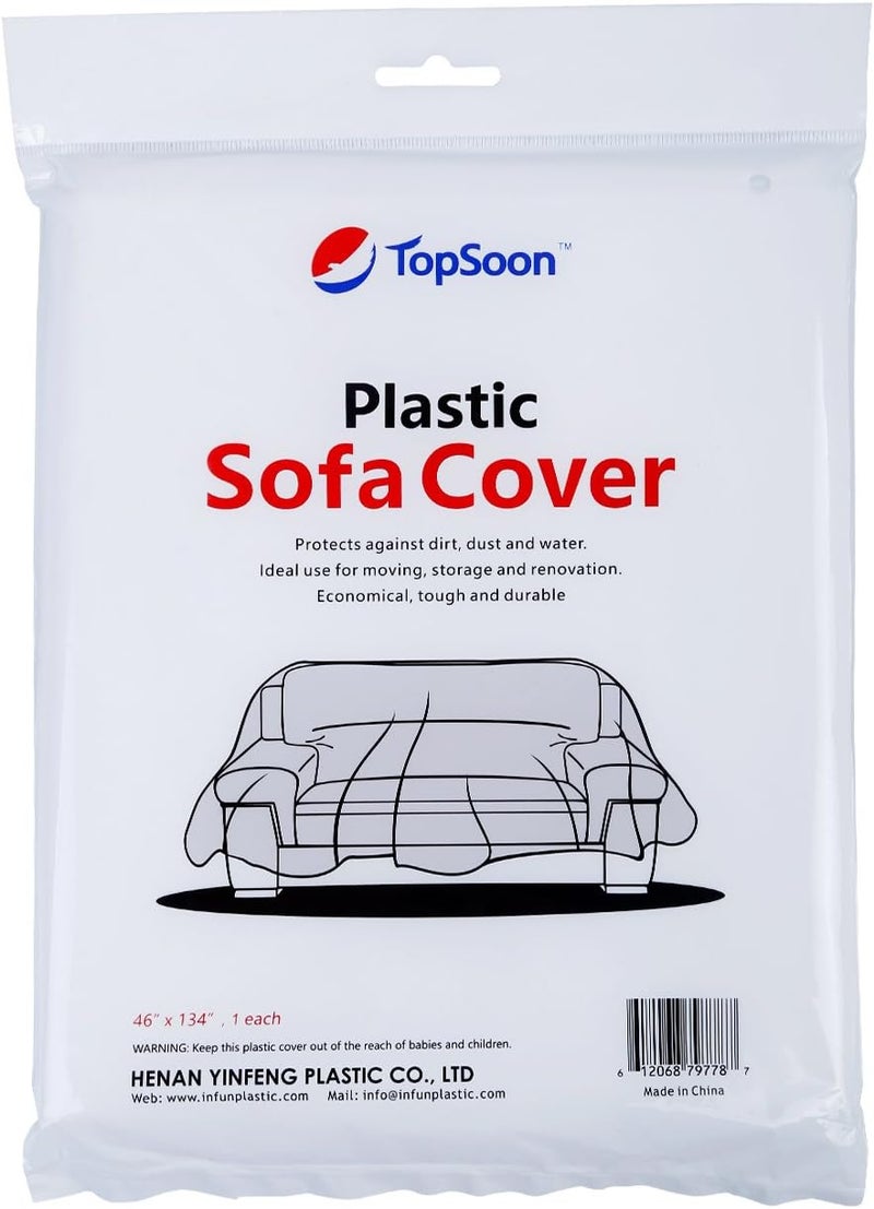 TopSoon Plastic Sofa Cover for Storage or Protection Dust Proof Plastic Couch Cover 134 nches x 46 Inches - Image 1