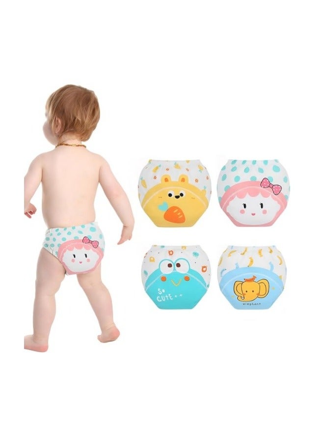 4 Piece Potty Training Underwear, 6 Layers Breathable Cotton Absorbent Trainer Pants for Toddler Baby Boys Girls Waterproof - Image 1